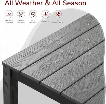 Stoog All-Weather Patio Dining Sets, 7 Pieces Patio Dining Table with Umbrella Hole, Waterproof Aluminum Frame Dining Table with 6 Outdoor Chairs Set, Low Maintenance, Grey