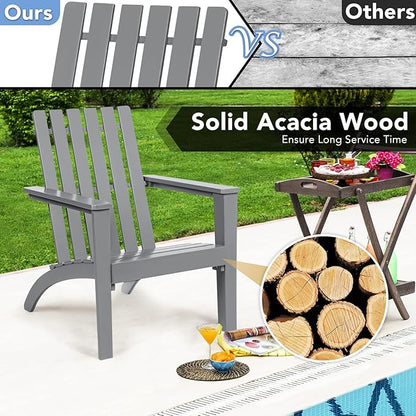 Giantex Adirondack Chair Set of 2 Acacia Wood Outdoor Chairs, 350 lbs Weight Capacity, Weather Resistant Campfire Chairs for Lawn Seating, Garden, Poolside, Balcony, Patio Lounger, Black