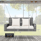 Tangkula 2 Person Wicker Hanging Porch Swing - Photo 4