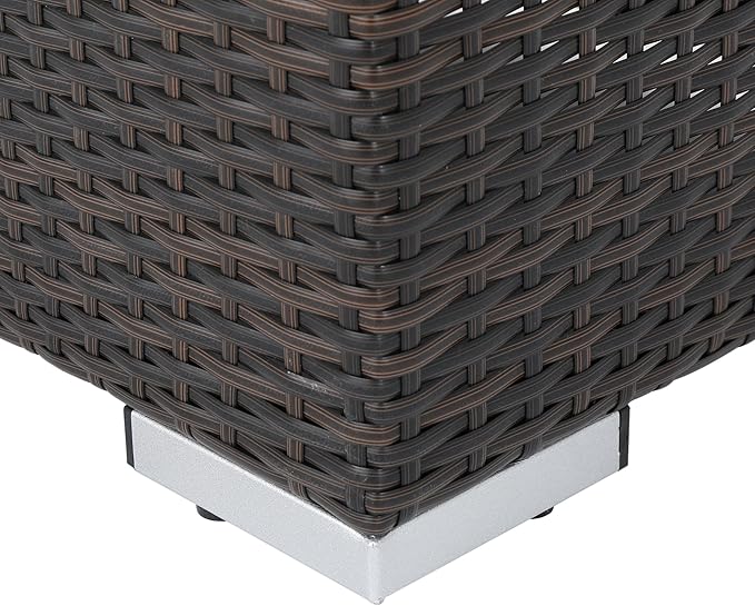 Christopher Knight Home Kiin Durable Resin Wicker Outdoor Bench with Comfy Removable Cushion, Rectangular Garden Bench with Iron Frame, Long Extra Seating for Poolside/Patio/Balcony, Brown
