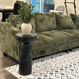 Marble Side Table, 24" Modern Accent Table with Pedestal Stand, Durable Faux Marble Side Table for Small Spaces - Photo 9