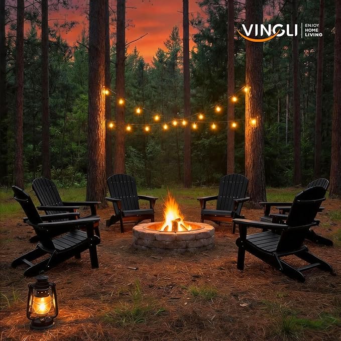 VINGLI Folding Adirondack Chairs Set of 1, Wood Adirondack Chair for Outdoor, Foldable Fire Pit Chairs for Patio, BBQ - Photo 7