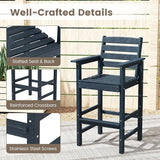 Tangkula Patio Adirondack Chairs Set of 2, HDPE Bar Height Chair with Wide Armrests & Footrest - Photo 8