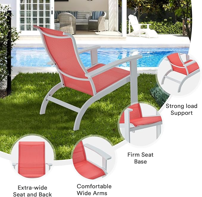 DIFY Patio Adirondack Chair Set of 2,Outdoor Adirondack Chair Weather Resistant for Backyard,Pool Deck and Beach,Red