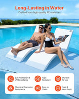 VEVOR Pool Lounge Chairs, Set of 2 Chaise Lounger, Water Weighted in-Pool Lounger Chairs for up to 9" Water Depths - Photo 3