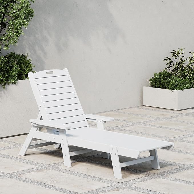 WestinTrends Malibu Poly Reclining Chaise Lounge White