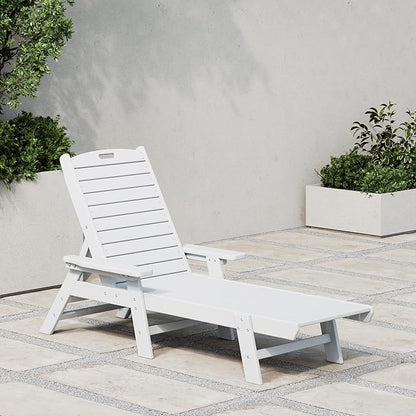 WestinTrends Malibu Poly Reclining Chaise Lounge White