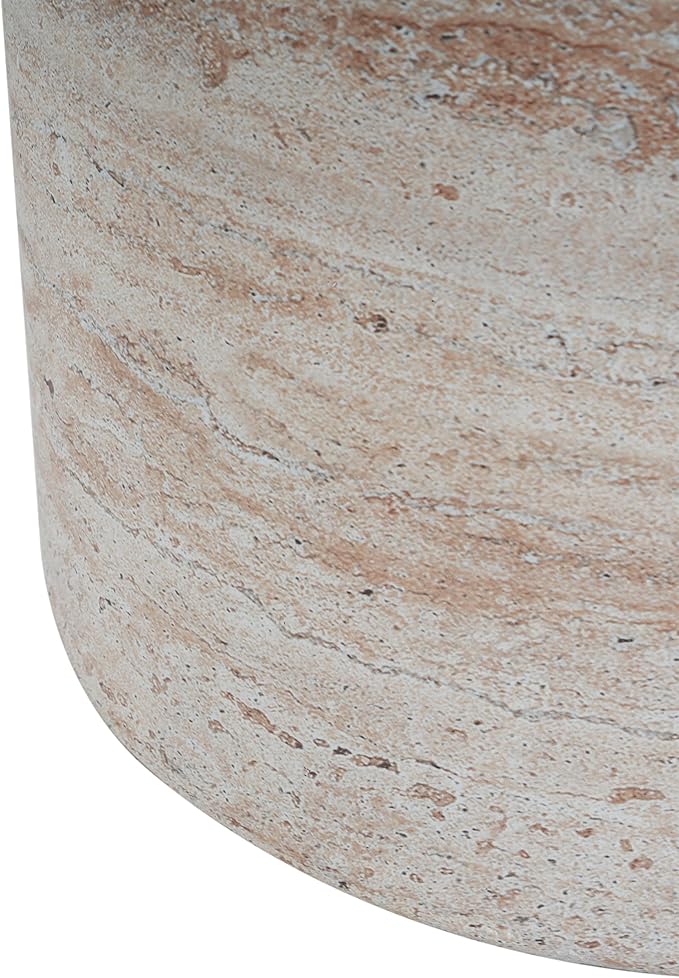 Christopher Knight Home Jaym 18.5" H Indoor Outdoor Accent Side Table, Patio Decorative End Table, Round Lightweight Concrete Garden Stool for Patio Balcony & Garden Decor, Travertine