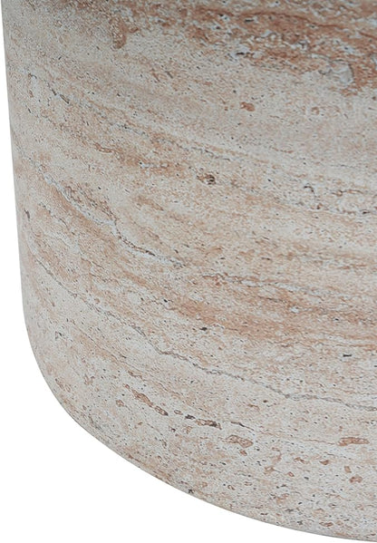 Christopher Knight Home Jaym 18.5" H Indoor Outdoor Accent Side Table, Patio Decorative End Table, Round Lightweight Concrete Garden Stool for Patio Balcony & Garden Decor, Travertine