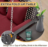 3 Seat Porch Swing, Patio Swing Bench with Cup Holders & 3 Back Cushions - Photo 6