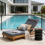 Merax Acacia Wood Outdoor Chaise Lounge Chair Set of 4, Thick 4-Fold Cushion & Headrest, 3-Position Adjustable Backrest - Photo 3