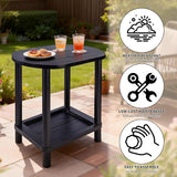 2 Tier Outdoor Side Table, Solid Wood Small Outdoor End Tables - Photo 4
