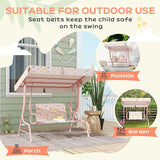 Qaba Kids Patio Swing, 2-Seater Outdoor Porch Swing Chair with Adjustable Canopy, Safety Belt - Photo 5