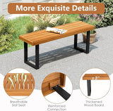 HAPPYGRILL Acacia Wood Bench for 2 People, Outdoor Dining Bench with Metal Legs & Adjustable Foot Pads, for Entryway - Photo 8