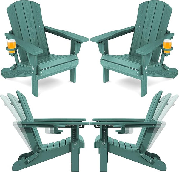 SERWALL Folding Adirondack Chair Set of 4, Adjustable Adirondack Chair with 3 Recline Positions - Photo 1