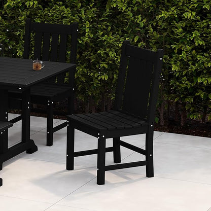 Costaelm Armless Outdoor Chair, Patio Adirondack Chair, HDPE Poly Lumber Waterproof Restaurant Bistro Kitchen Dining Chair for Outside Porch Backyard Garden, Black