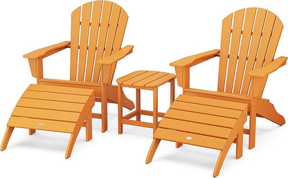 POLYWOOD South Beach 5-Piece Adirondack Chair Set with Side Table & Ottomans