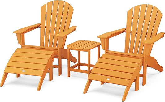 POLYWOOD South Beach 5-Piece Adirondack Chair Set with Side Table & Ottomans