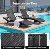 80'' Outdoor Wicker Chaise Lounge Chairs Set of 2, Patio Rattan Reclining Chair with Pull-Out Side Table - Photo 7