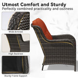 Patio Chairs Set of 2, Outdoor Wicker Patio Furniture Set with Thickened Olefin Cushions, High Back and Deep Seating - Photo 3