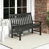 Tangkula HDPE Outdoor Garden Bench with Backrest, 2-Person All-Weather Patio Loveseat Chair with Slatted Seat - Photo 1