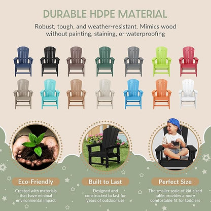 WestinTrends Malibu Kids Outdoor Adirondack Plastic Patio Chair (Set of 2), Black