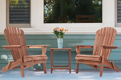 Wooden Folding Adirondack Chair Set of 2, Half Pre-Assembled Outdoor Wood Patio Lounge Chair for Lawn Backyard Deck Pool Beach Firepit