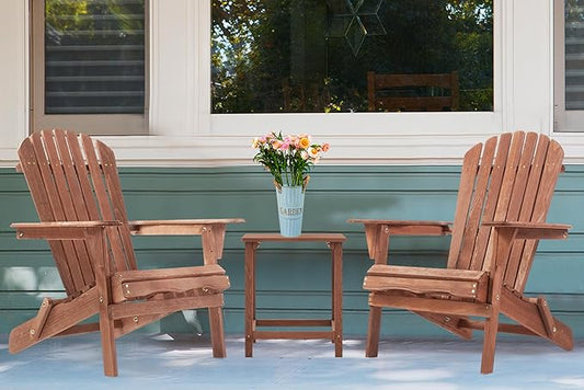 Wooden Folding Adirondack Chair Set of 2, Half Pre-Assembled Outdoor Wood Patio Lounge Chair for Lawn Backyard Deck Pool Beach Firepit