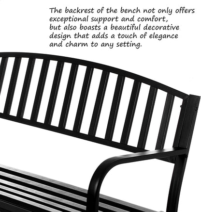 Gardenised QI003392 Outdoor Black Steel Swing, Powder Coated Glider Bench, Loveseat Lawn Rocker Bench for Yard, Patio, Garden and Deck