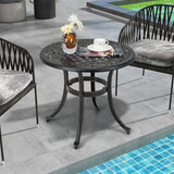 Giantex Patio Bistro Table, 24” Cast Aluminum Round Side Table, Outdoor Coffee Table for Porch, Pool, Backyard, Garden - Photo 8