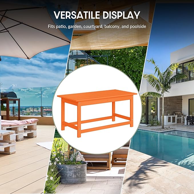 WestinTrends Malibu Outdoor Coffee Table, 35" x 17.5" All Weather Poly Lumber Patio Adirondack Coffee Table for Garden Lawn Porch Balcony, Orange