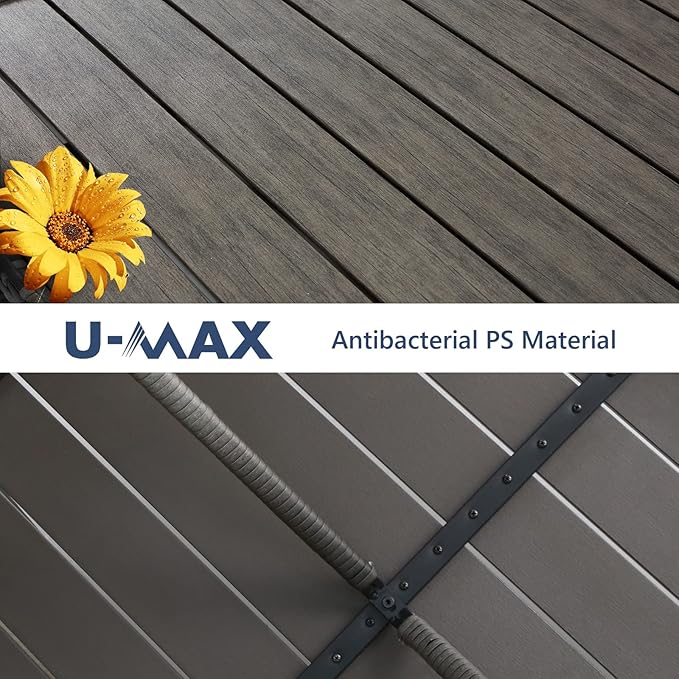 U-MAX Wicker Outdoor Dining Table, 54” Metal Frame Table for Patio Furniture or Indoor (Grey)