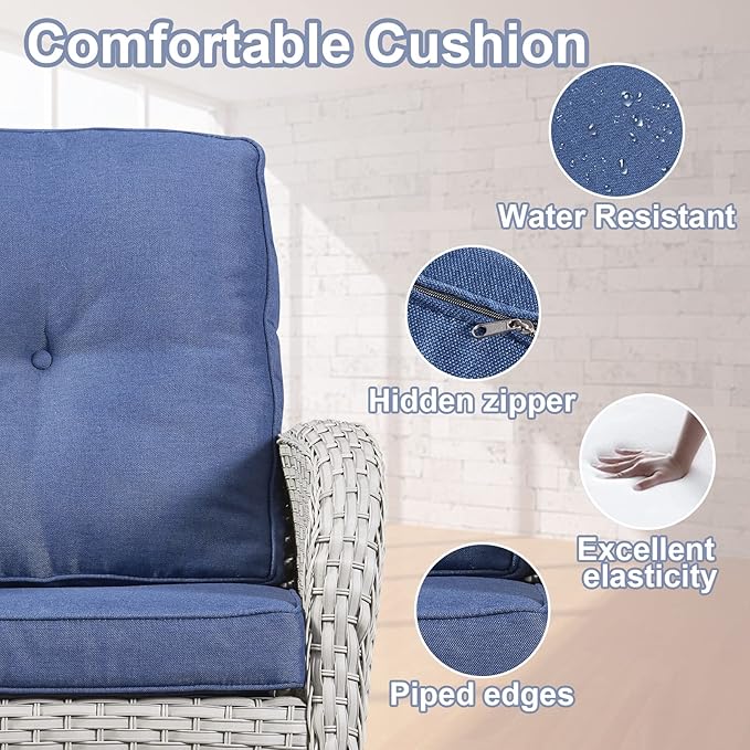 Belord Outdoor Wicker Loveseat with Coffee Table - Photo 3