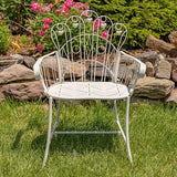 Zaer Ltd. Vintage Style Metal Patio Furniture with Heart Design Accents, Outdoor/Indoor Decor (Distressed White - Photo 4