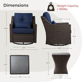 CHITA 3 Pieces Wicker Patio Bistro Set, Outdoor Furniture Set with 2 Pieces Rattan Rocking Swivel Chairs - Photo 6