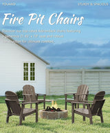 Adirondack Chair Set of 2, All Weather HDPE Fire Pit Chairs, Oversized Plastic Adirondack Chair for Outdoor, Balcony - Photo 7