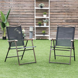 Giantex Set of 2 Patio Folding Chairs, Outdoor Patio Dining Chairs w/Armrest, Sling Back, Metal Frame - Photo 2