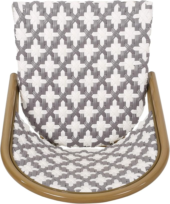 Christopher Knight Home Darcy Outdoor French Bistro Chair (Set of 4), Gray + White + Bamboo Print Finish - Photo 7