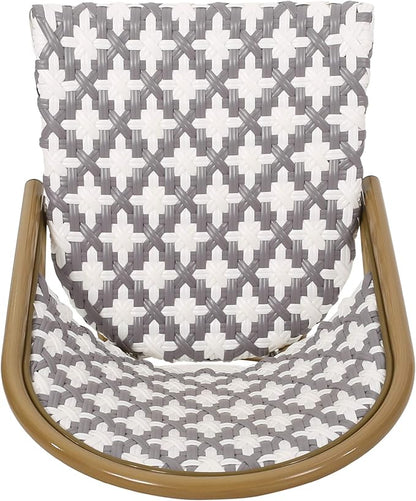 Christopher Knight Home Darcy Outdoor French Bistro Chair (Set of 4), Gray + White + Bamboo Print Finish