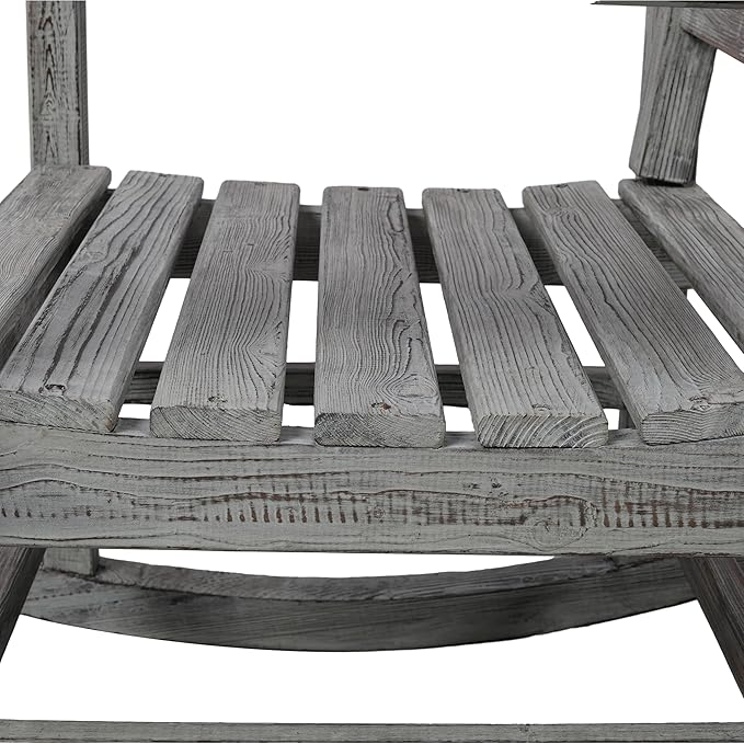 Patio Wooden Rocking Chair, High Back Wood Rocker Accent Chairs, Durable Porch Rocker Chair with Wide Seat, Patio Rockers for Outdoor & Indoor, Garden, Porch (Grey)