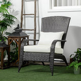 Outsunny Patio Wicker Adirondack Chair, Outdoor All-Weather Rattan Fire Pit Chair w/Soft Cushions - Photo 2