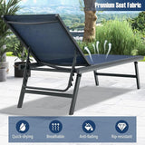 Tangkula 3 Piece Patio Chaise Lounge Set, Aluminum Patio Recliner with Coffee Table, 6-Level Backrest Adjustment - Photo 7