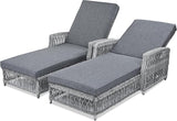 Set of 2 Adjustable Wicker Chaise Lounge with Armrests - Photo 7