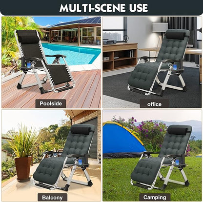 MOPHOTO Zero Gravity Chair, Outdoor Padded Lounge Chair with Side Table, Zero Gravity Recliner Chair, Outdoor Reclining Chair, Sturdy & Comfortable, Supports up to 440lbs