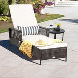 HAPPYGRILL PE Rattan Lounge Chair Outdoor Recliner Patio Chaise Lounger with Extra Waist Pillow - Photo 2