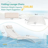 Folding Pool Lounge Chairs, Pre-Assembled HDPS Anti-Floating Lounge Chair with Headrest for in-Pool Use - Photo 2