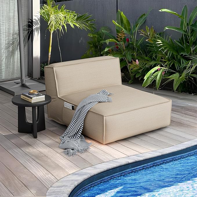 Dineli Outdoor Bean Bed Loveseat Large Bean Bag Chair for Adults Outdoor Sofa Couch Outside Chaise Lounge Chair Foam - Photo 7