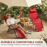 Outvita Folding Chaise Lounge Chair, Outdoor Adjustable Recliner Chair with Pillow for Camping, Beach, Poolside, Garden - Photo 2