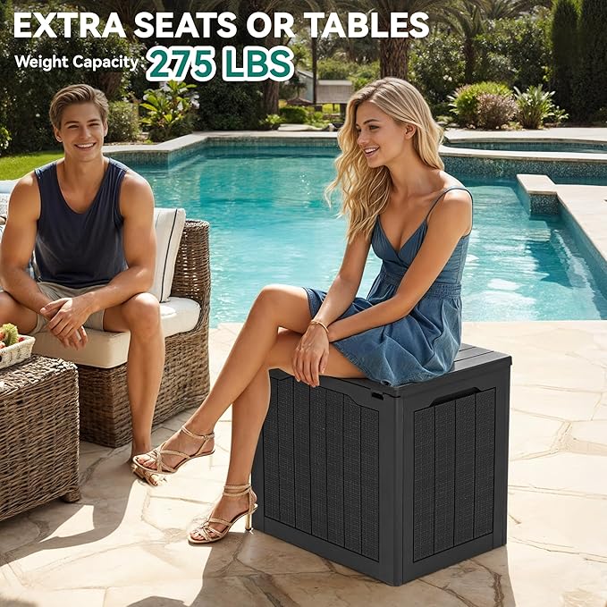 YITAHOME 30 Gallon Outdoor Storage Box, Small Water Resistant Resin Deck Box - Photo 3