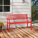 Tangkula 50 Inches Outdoor Garden Bench, Metal Patio Park Bench with Geometric Lattice Backrest - Photo 5